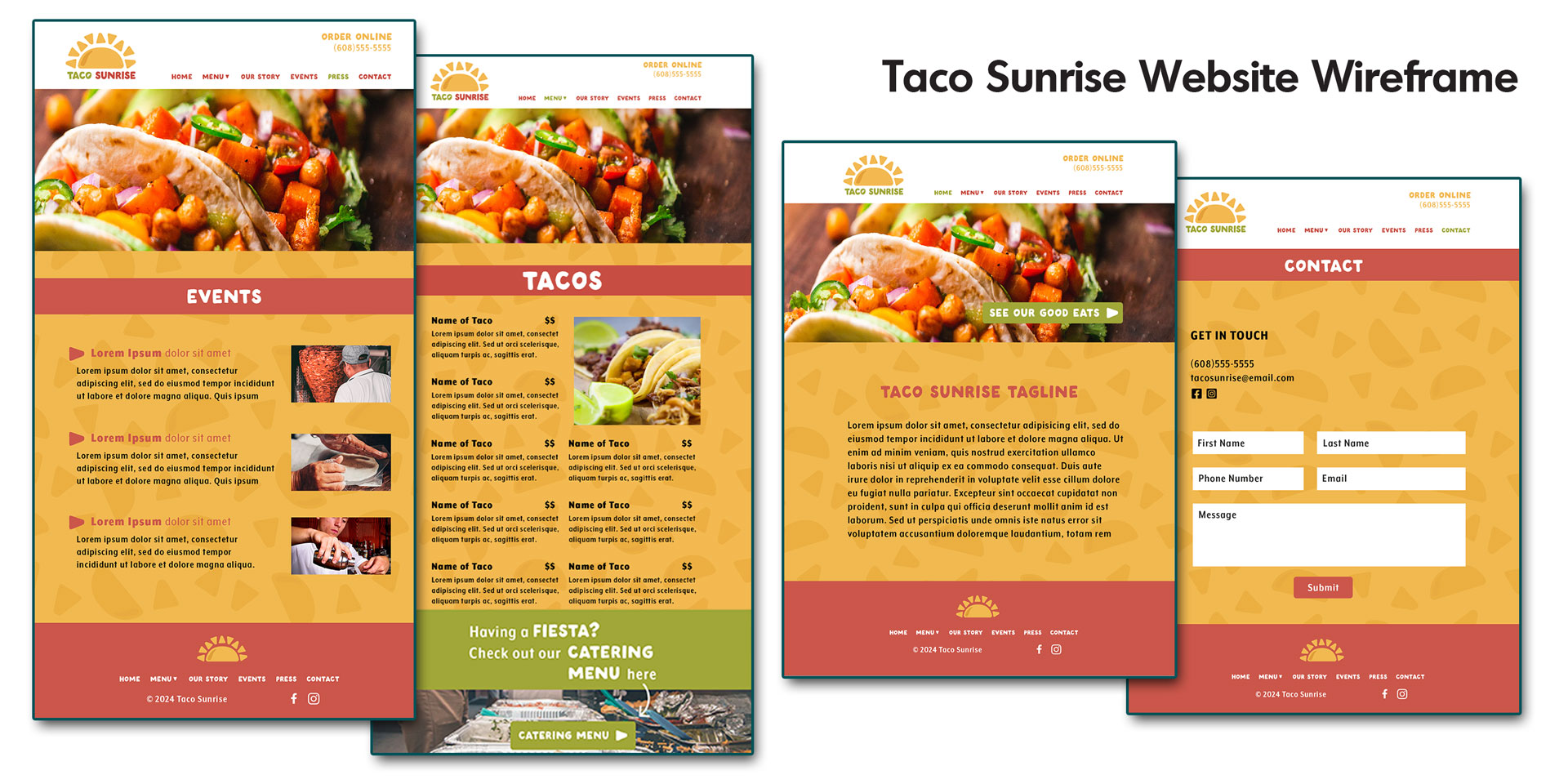 Taco Sunrise Website Wireframe