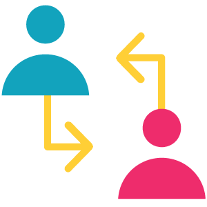 People and Arrow in Circle